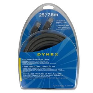 Dynex CAT6 Premium Network Cable 25ft Grey Snagless Gold Plated TE-500-25-SGR